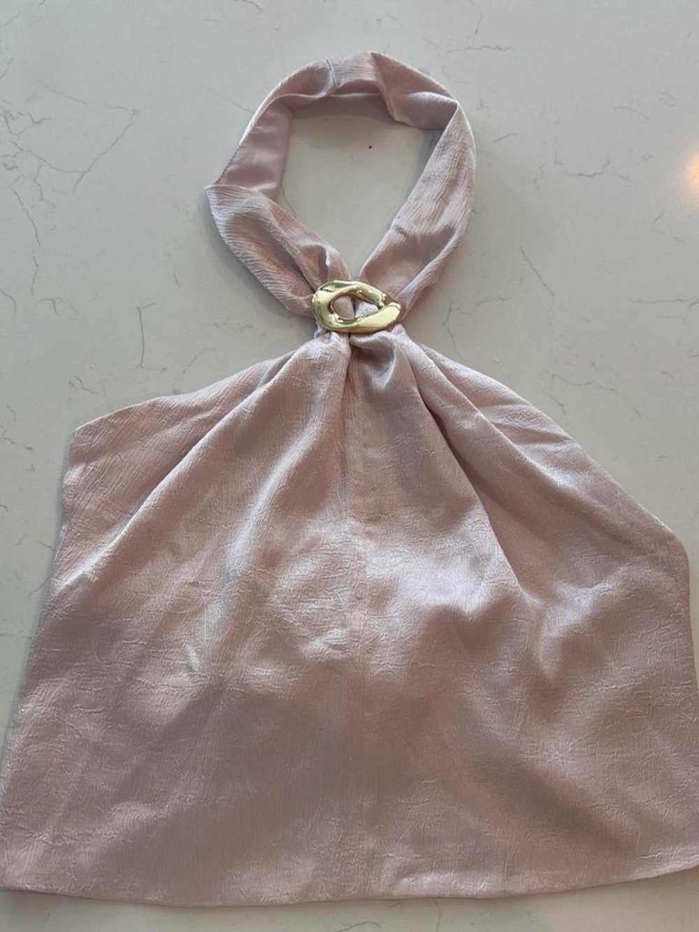 vestique Pink Top with Gold Ring Detail